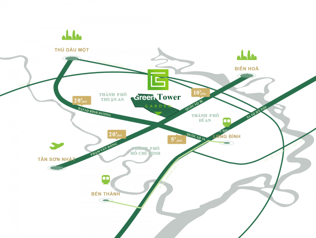 vị trí dự án căn hộ green tower bình dương